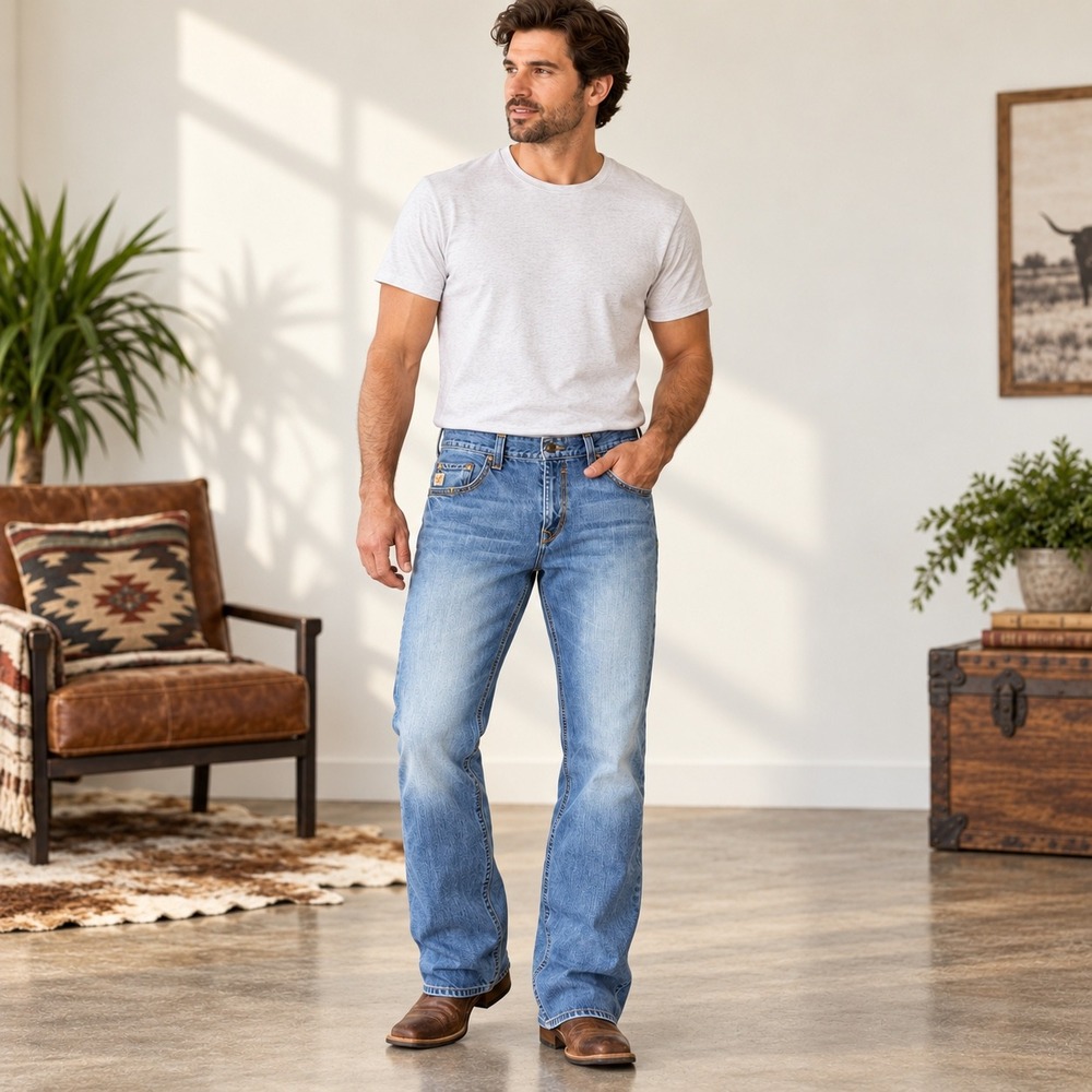 Cinch Carter 2.0 Mens Relaxed Fit Bootcut Jeans Medium Wash Denim 35x34